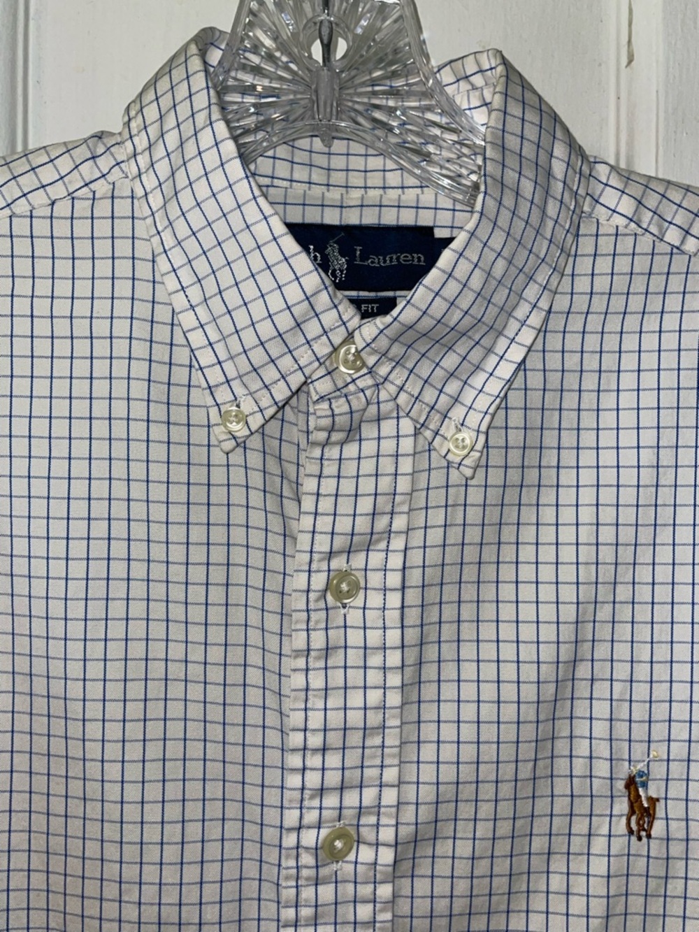 Polo by Ralph Lauren White Shirt with Blue Windowpane Check